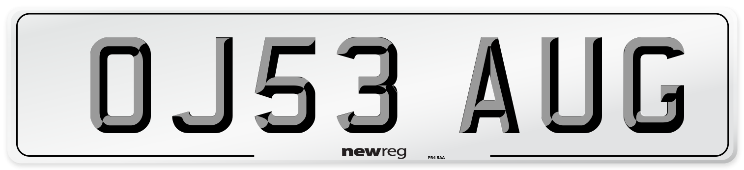 OJ53 AUG Number Plate from New Reg